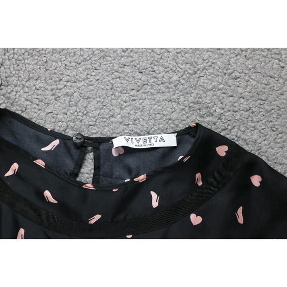 Vivetta Dress Womens M Multicolor Silk Heart Shoe Print Flared 40 Sheath Italy - Picture 9 of 11